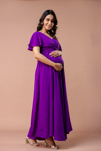 Purple Drape Maternity And Nursing Dress