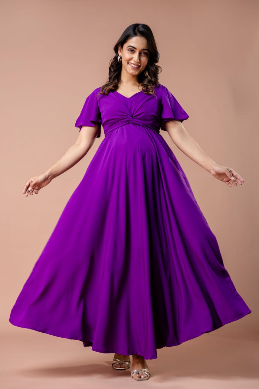 Purple Drape Maternity And Nursing Dress