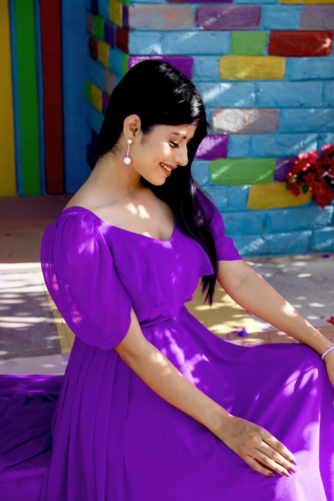 Sweet Heart Purple Maternity And Nursing Dress