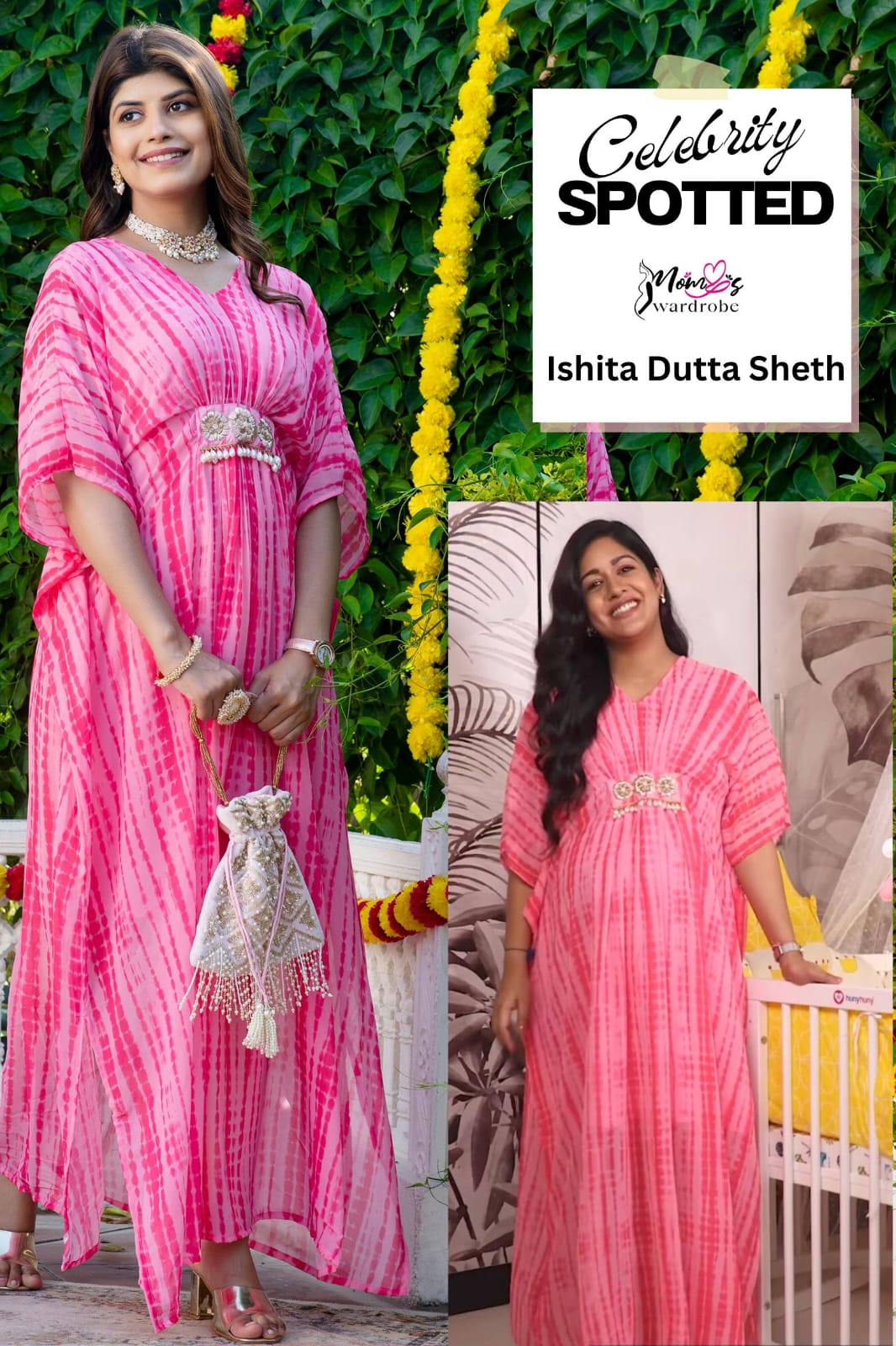 Pink Shibori Maternity Kaftan