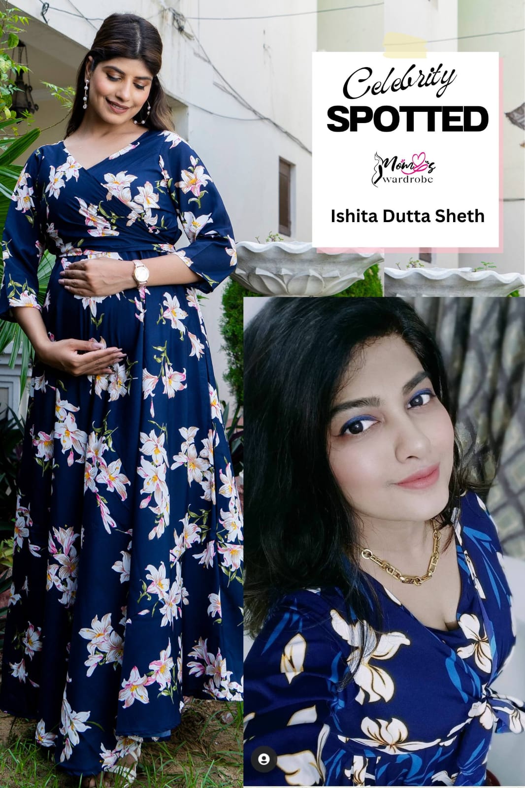Navy Blue Lilly Maternity and Nursing Wrap Dress