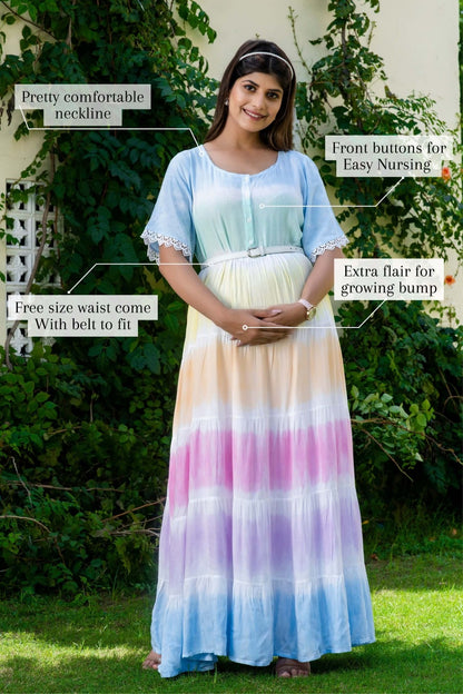 Prism Tie Dye Maternity And Nursing Dress