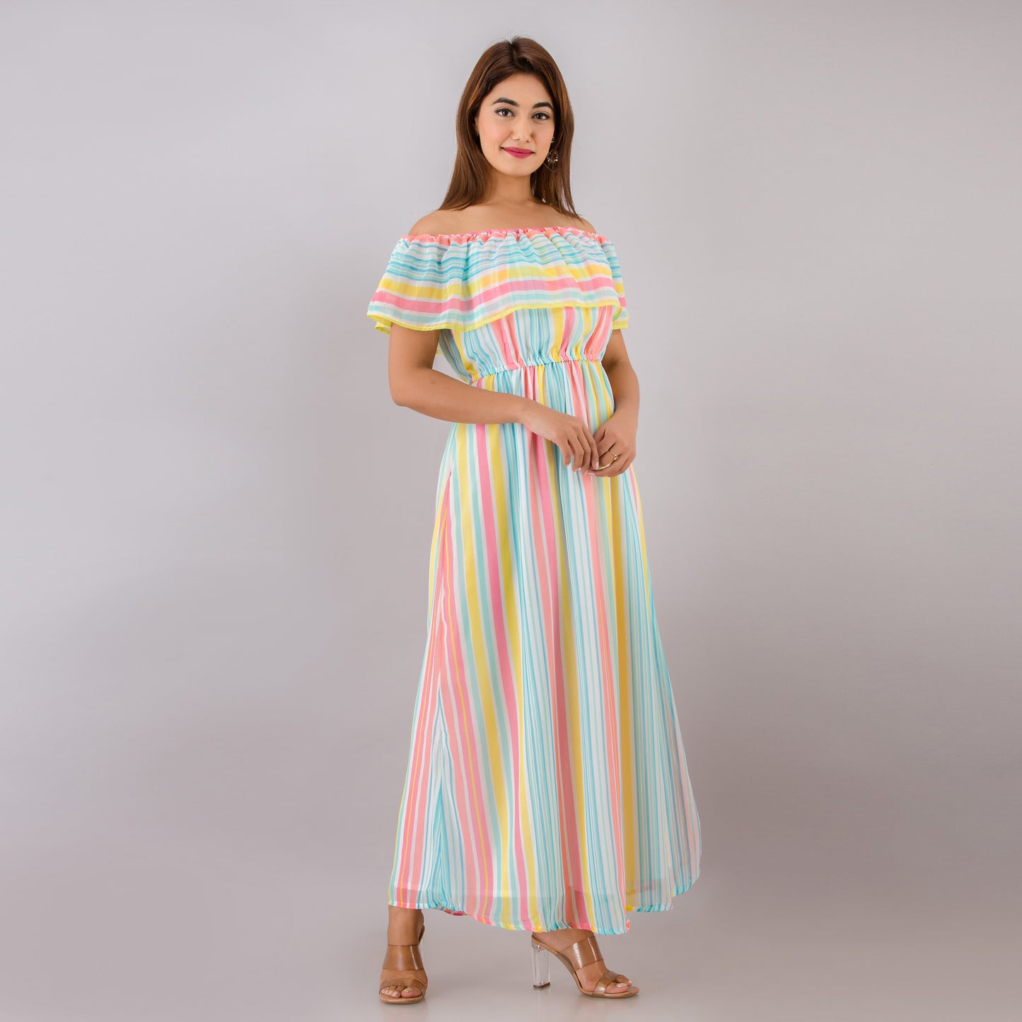 Stripes Of Shoulder Maternity And Nursing Dress