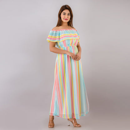Stripes Of Shoulder Maternity And Nursing Dress