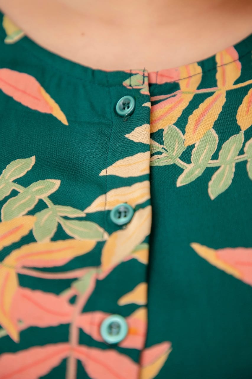Tropical leafy rayon maternity and nursing coord set