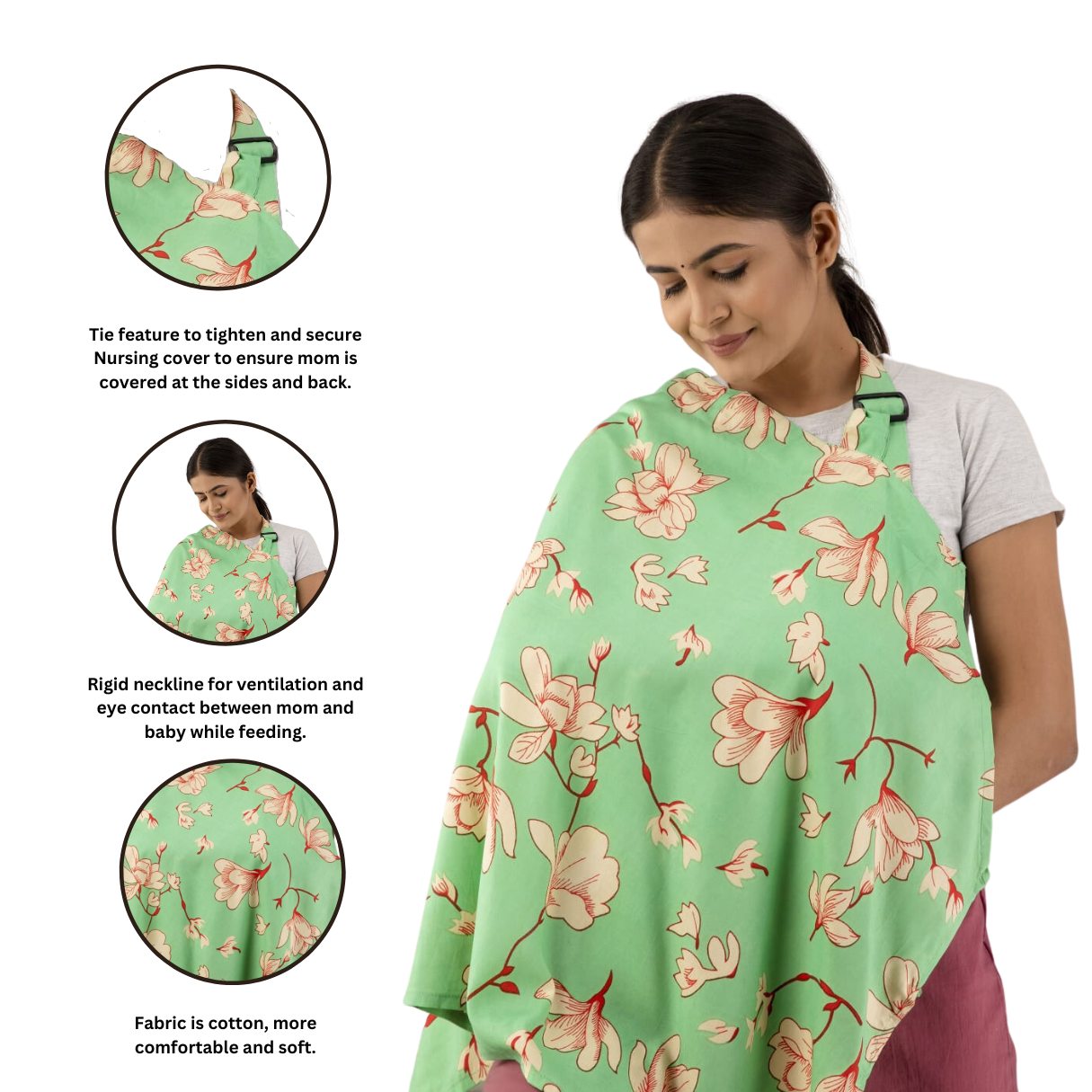 Green Cotton Breastfeeding Nursing Cover