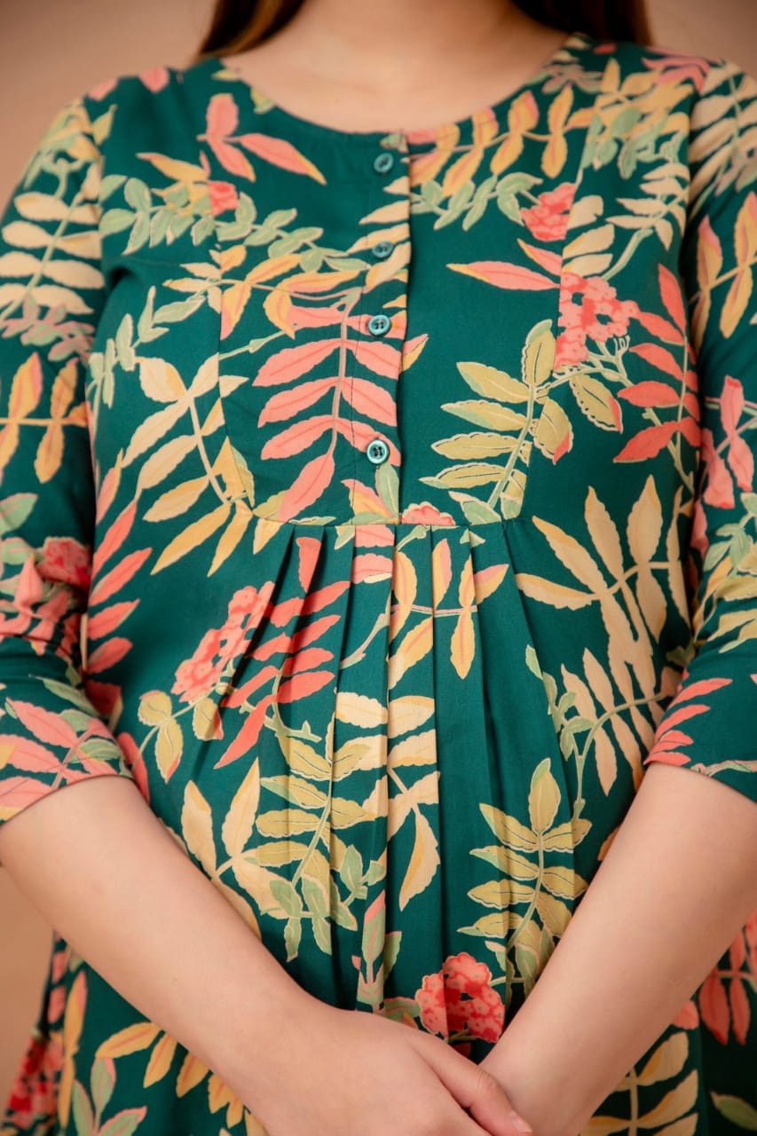 Tropical leafy rayon maternity and nursing coord set