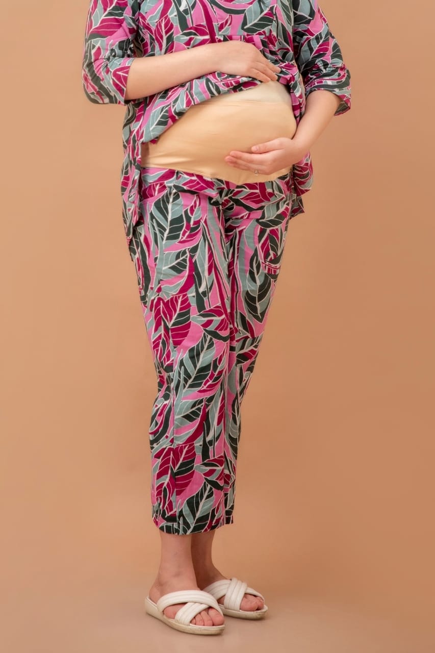 Leafy Purple Cotton Coord Set