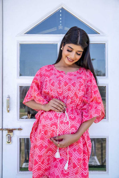 Maternity And Nursing Light Pink Kaftan Pant Set