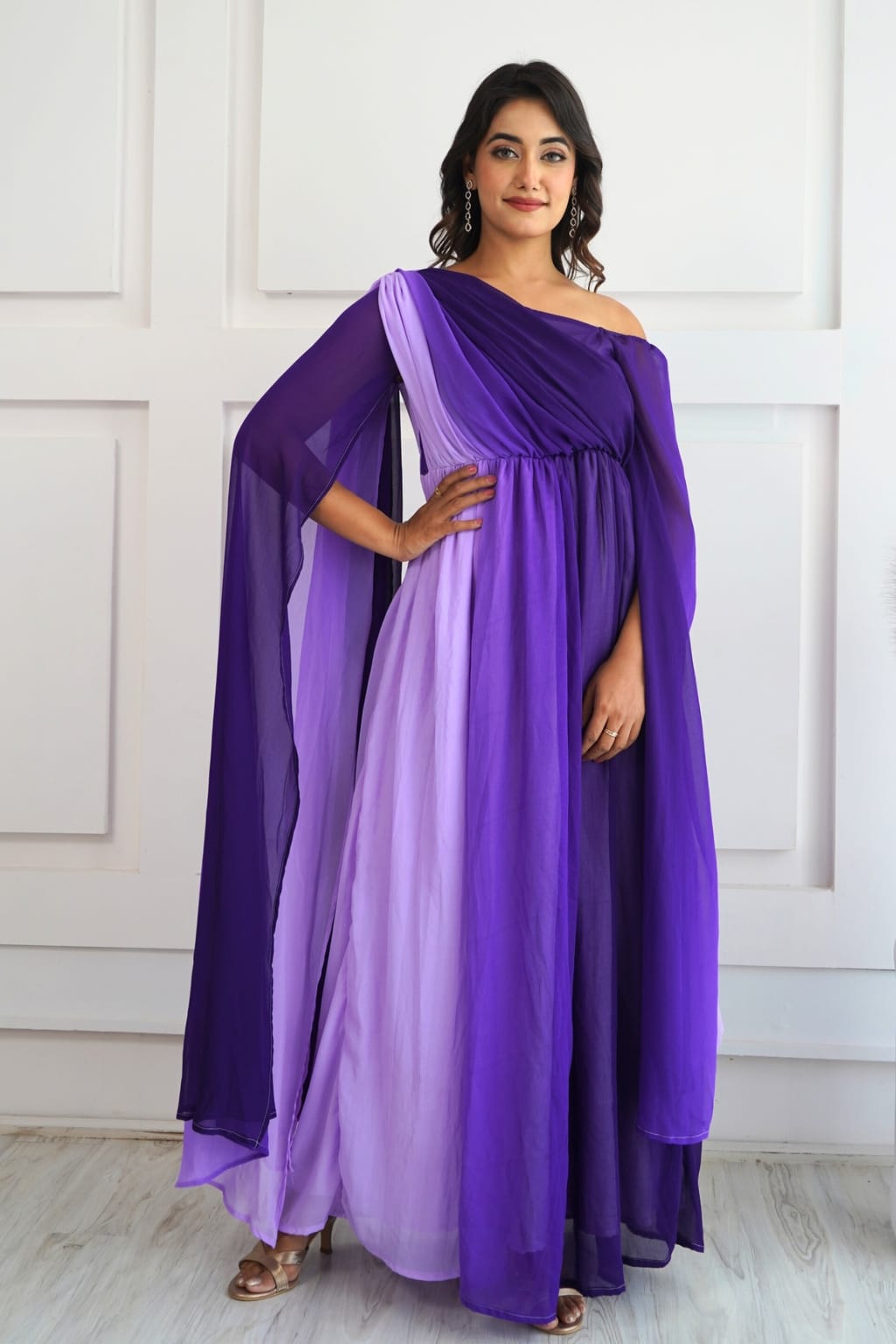 Luxe Orchid Cascade Maternity Photoshoot Dress