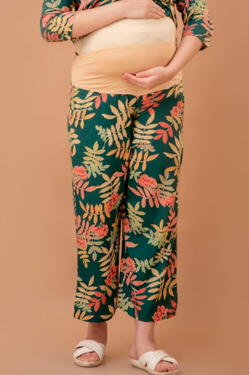 Tropical leafy rayon maternity and nursing coord set
