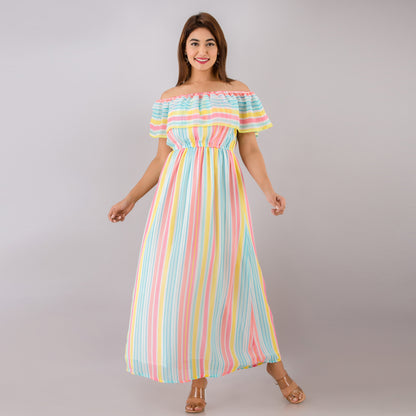 Stripes Of Shoulder Maternity And Nursing Dress