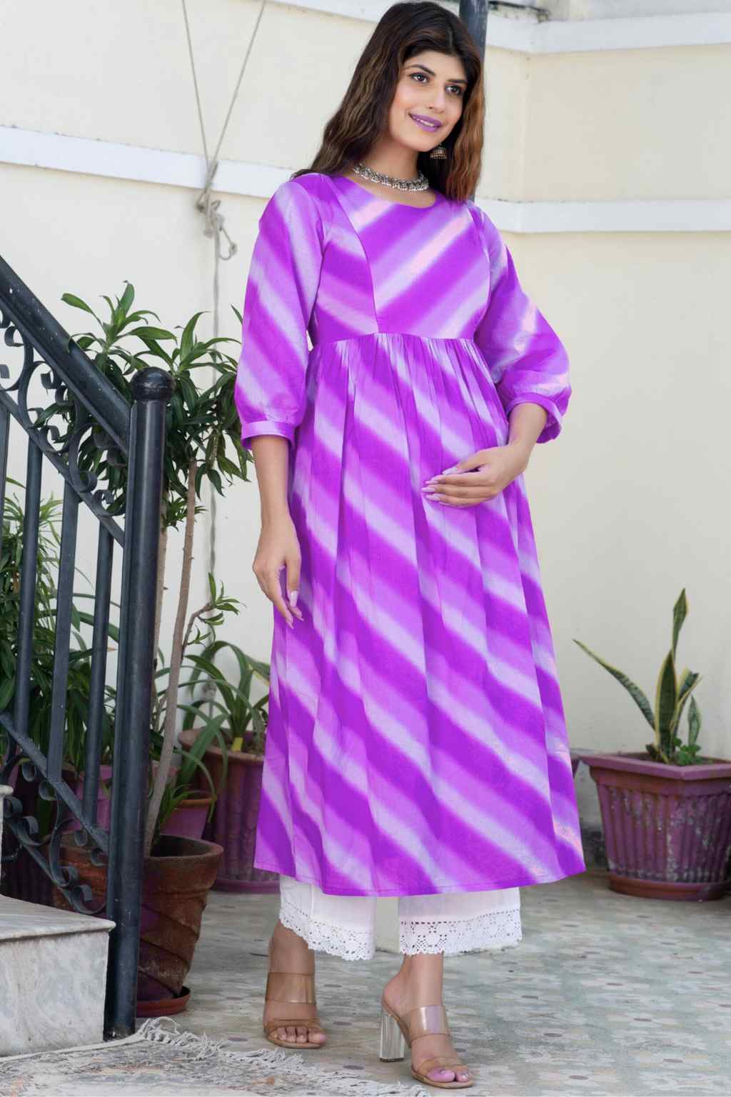 Purple Ombre Maternity And Nursing Kurta