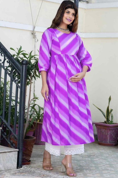 Purple Ombre Maternity And Nursing Kurta