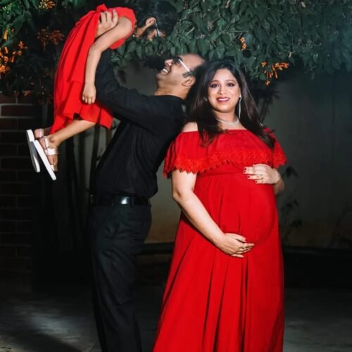 Red Off Shoulder Maternity And Nursing Dress photo review