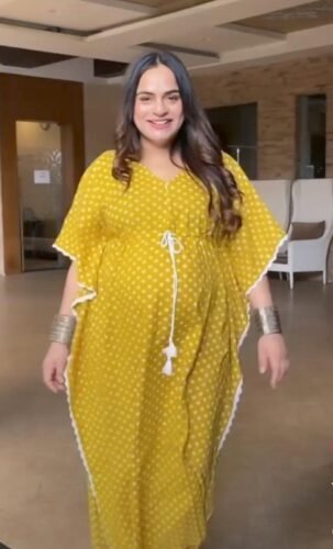 Maternity And Nursing Mustard Bandej Kaftan photo review