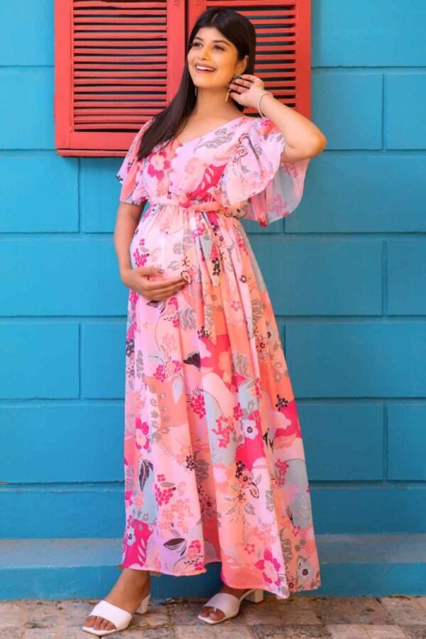 Maternity Dress For Baby Shower, Blue Maternity Dress, Maternity Gown